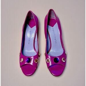 Purple Jeweled Peep Toe Pumps Apostrophe 6M comfort business casual colorful